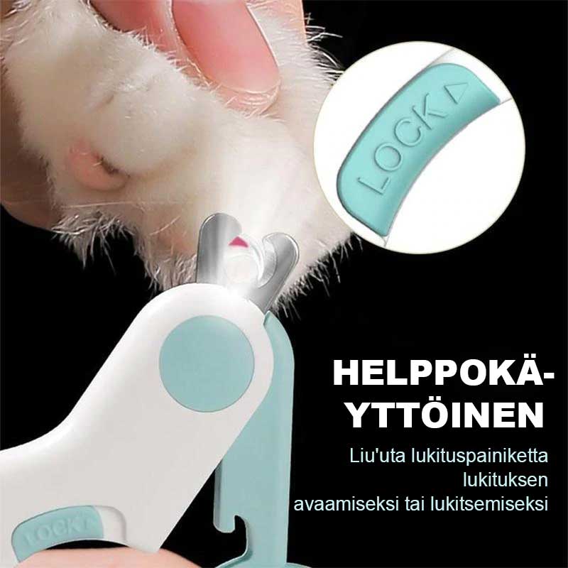 LED-oplyst kæledyrs negleklipper, pink håndtag, rustfrit stål, ergonomisk og sikker neglepleje