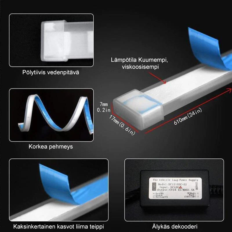 LED-lyslister til bil, klare og holdbare, hvid-gul lys, vandtætte, velegnet til dag og nat, nem installation