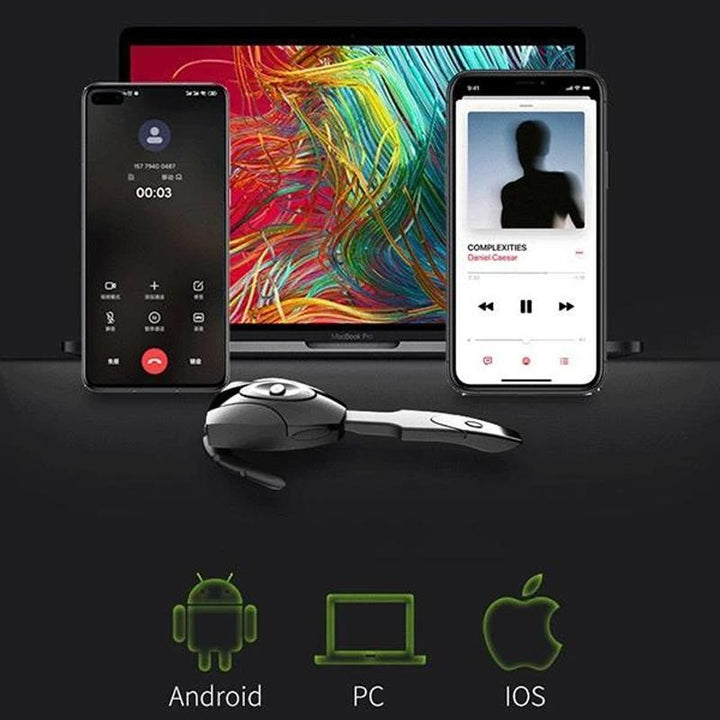 Trådløse ENC Bluetooth-hovedtelefoner: moderne, sort design, ørekopper, stilfuld og behagelig at have på.