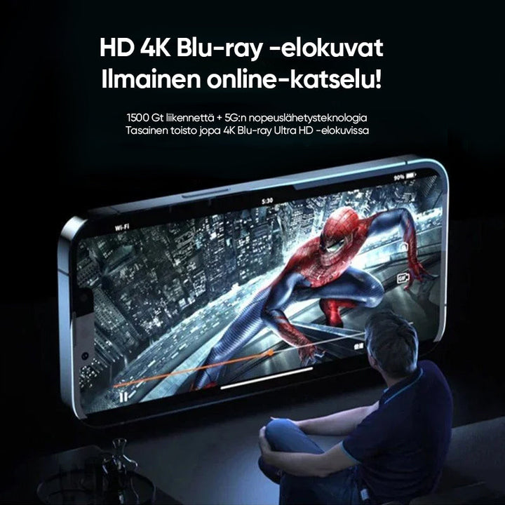 Bærbar WiFi-router med 4G/5G+antenne, der leverer hurtig 150 Mbps dataoverførsel på en hvid baggrund.