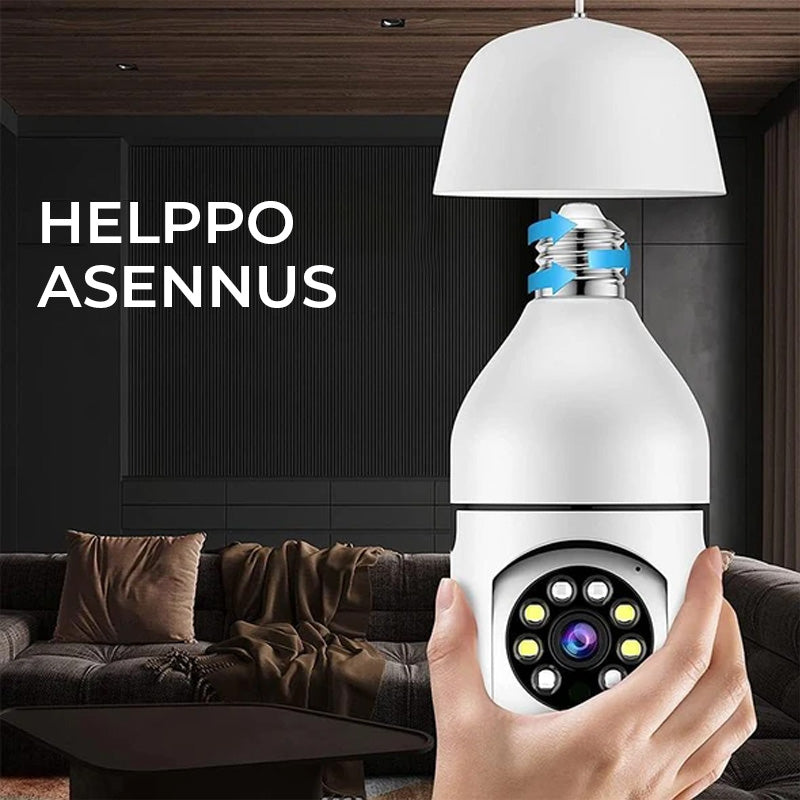 Trådløst smart overvågningskamera med E27-fatning, hvid, bevægelsessensor, LED-lys, IP-kamera med fjernadgang, 8x16x10cm
