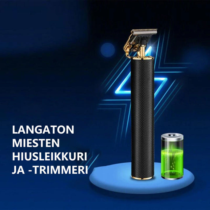 Trådløs herre trimmer og præcisionstrimmer i guldfinish, perfekt til hjemmebrug og professionel brug.