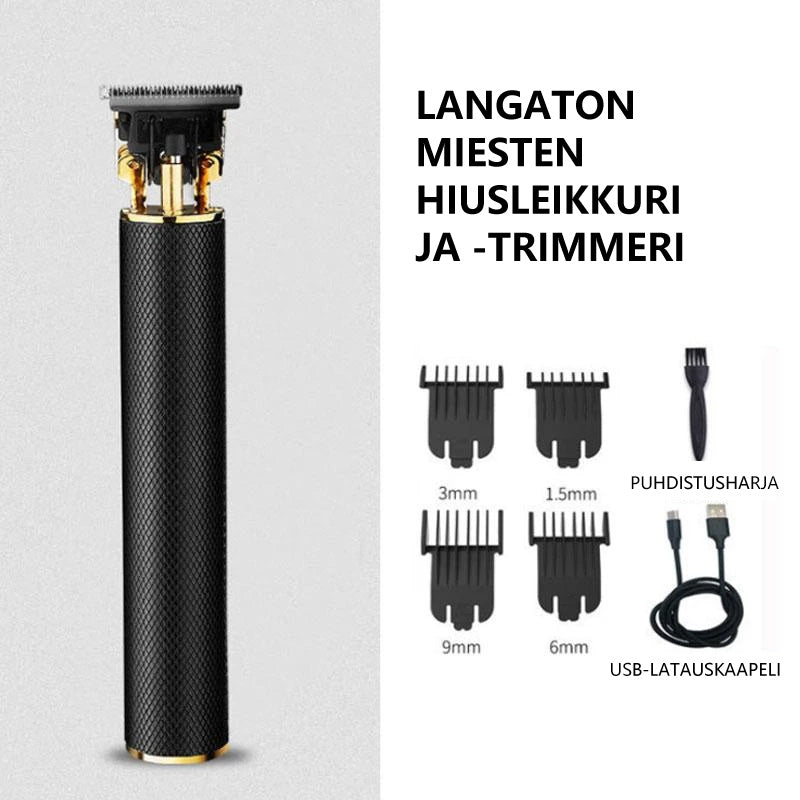 Trådløs herre trimmer og præcisionstrimmer i guldfinish, perfekt til hjemmebrug og professionel brug.