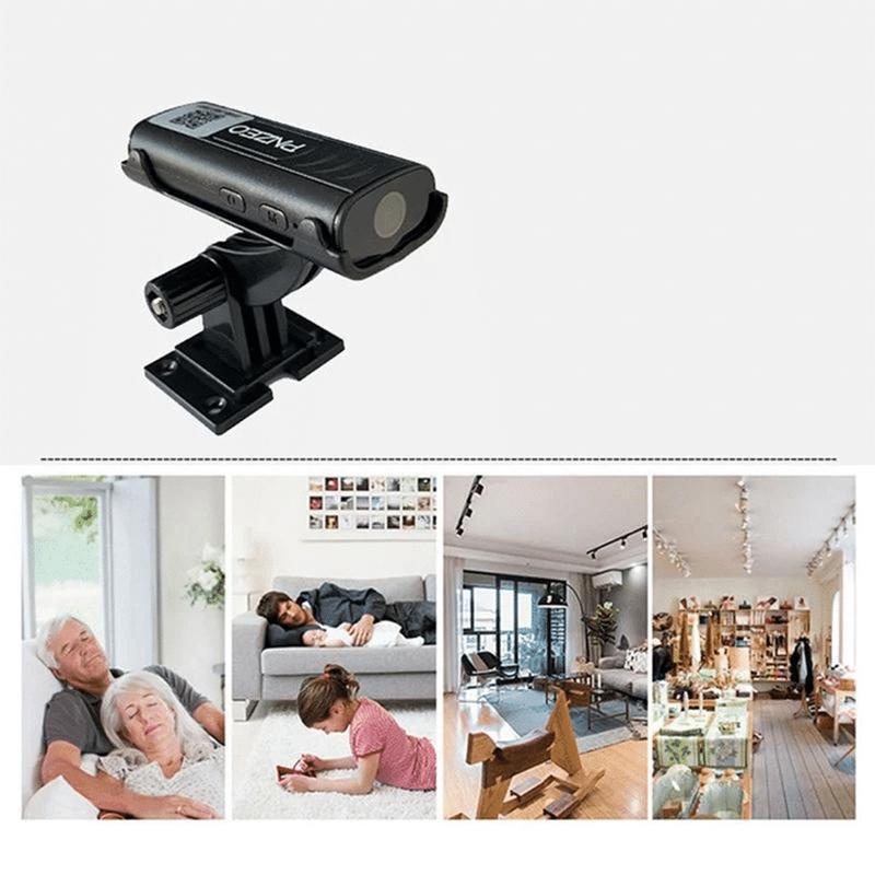 Trådløst sort 1080P WIFI-kamera til indendørs og udendørs overvågning, vidvinkel og nattesyn, bevægelsesdetektion, klar lyd.