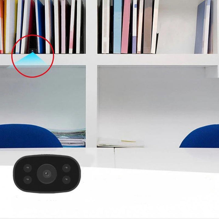 Trådløst sort 1080P WIFI-kamera til indendørs og udendørs overvågning, vidvinkel og nattesyn, bevægelsesdetektion, klar lyd.