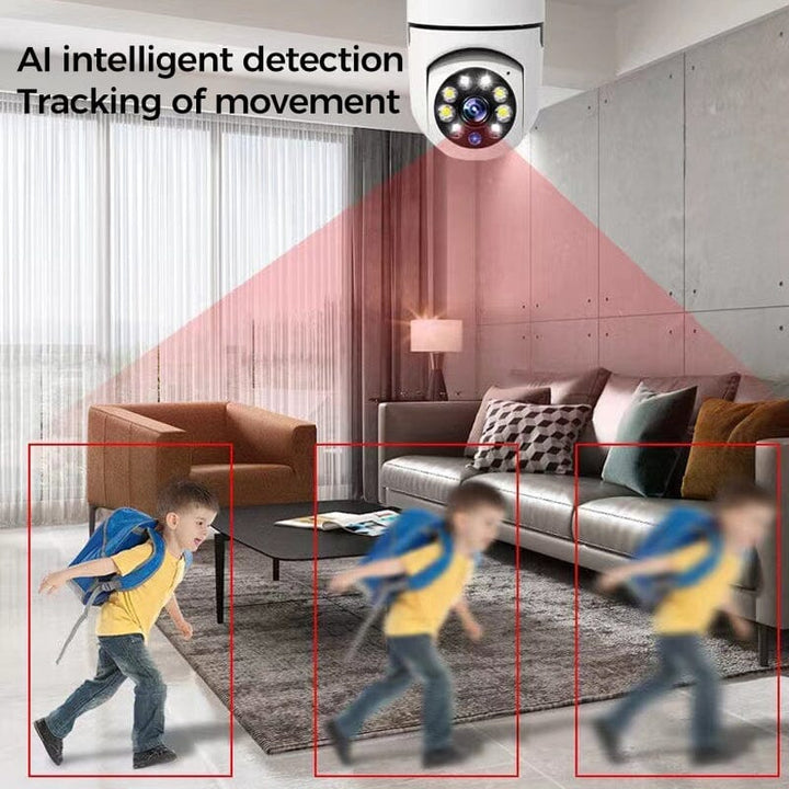 Trådløst sikkerhedskamera pære, WiFi, 1080P, hvidt glødepæredesign, diskret, moderne sikkerhedsløsning, hjemmeovervågning