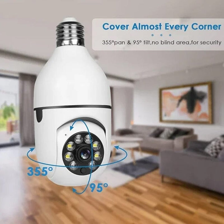 Trådløst sikkerhedskamera pære, WiFi, 1080P, hvidt glødepæredesign, diskret, moderne sikkerhedsløsning, hjemmeovervågning