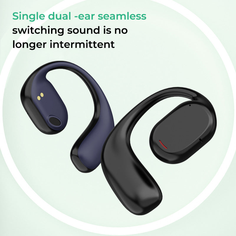"Langattomat Bluetooth-kuulokemikrofonit urheiluun, mustat, korvaan sopivat, mukava silikonimateriaali, avoimet muodot"