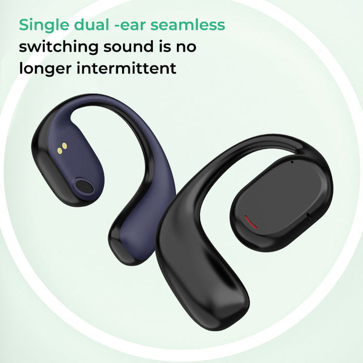 "Langattomat Bluetooth-kuulokemikrofonit urheiluun, mustat, korvaan sopivat, mukava silikonimateriaali, avoimet muodot"