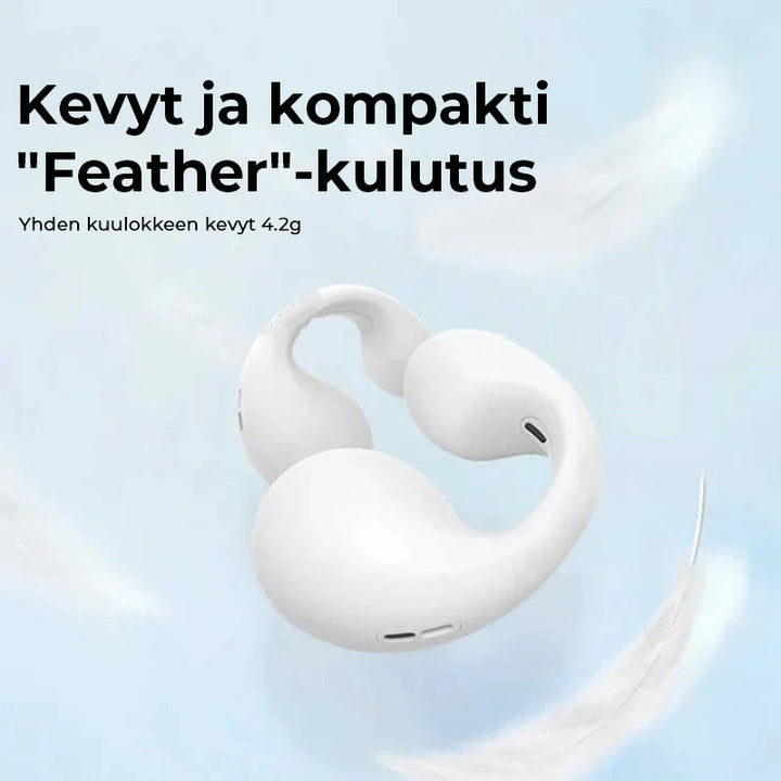 Trådløse knogleledende hovedtelefoner, elegant og kompakt design, sort metalstruktur, i opladningsetui, teknologi og gadgets