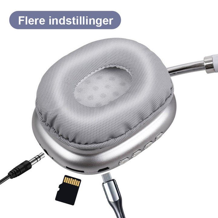 Trådløse komfortable over-ear Bluetooth-hovedtelefoner, stilfuldt sort design, bløde ørepuder, kraftfuld lydgengivelse.