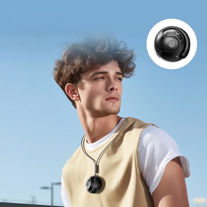 Trådløse sorte/beige Bluetooth-oversættelseshovedtelefoner, stilfuldt design, til smart hjem, oversættelse i realtid.