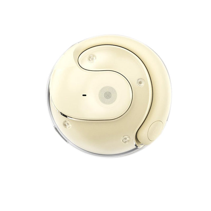 Trådløse sorte/beige Bluetooth-oversættelseshovedtelefoner, stilfuldt design, til smart hjem, oversættelse i realtid.