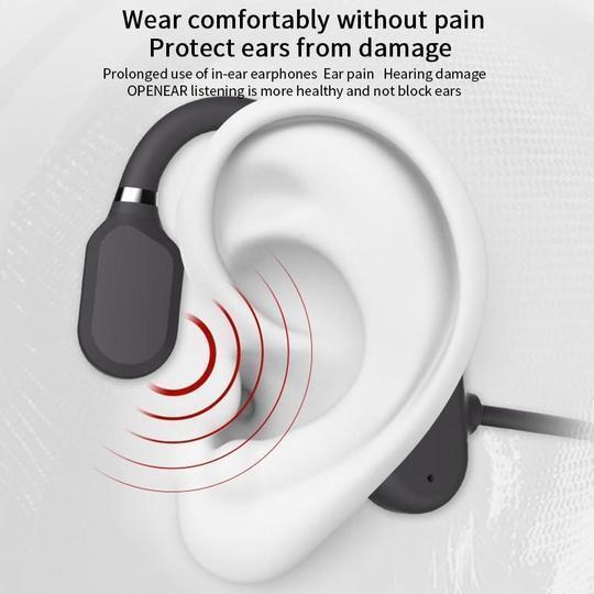 "Langattomat mustat luusiirto-kuulokkeet, minimalistinen design, ergonominen muotoilu urheiluun, Bluetooth-yhteys"