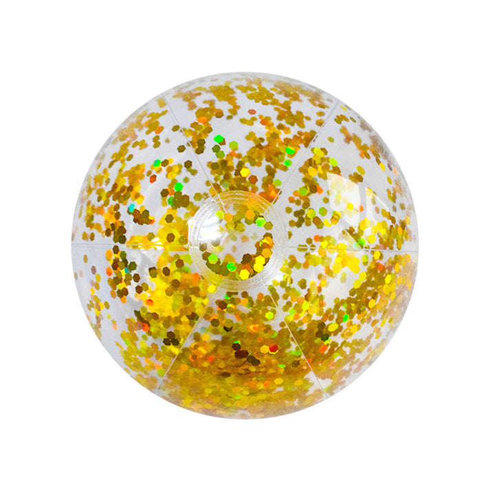 Børnenes glitter konfetti strandbold, gennemsigtig PVC, fyldt med glitrende konfetti, 40 cm i diameter, farverigt udseende.