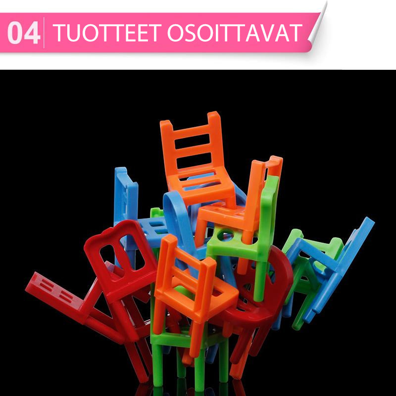 Sjovt børns stabilitets stol spil, farverige plaststole, udvikler færdigheder, 18 stk., velegnet til mange begivenheder.