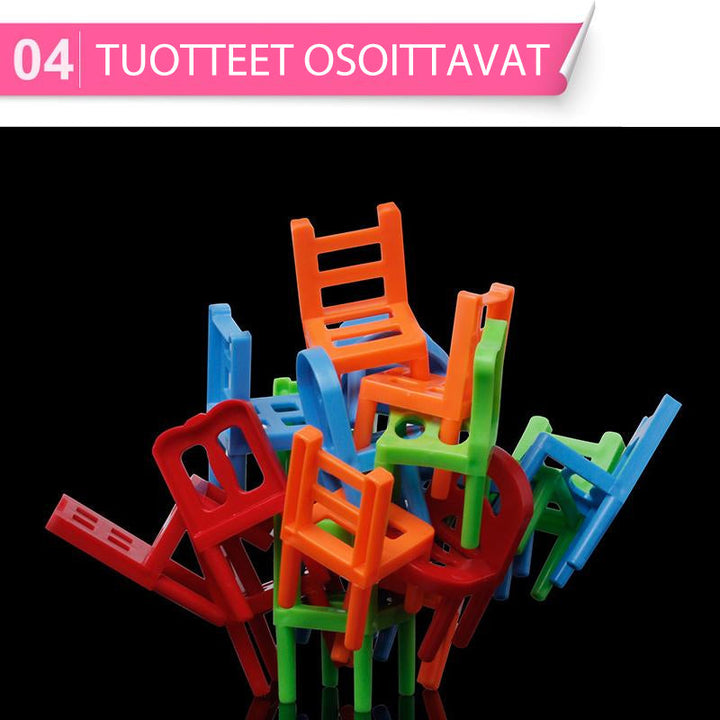 Sjovt børns stabilitets stol spil, farverige plaststole, udvikler færdigheder, 18 stk., velegnet til mange begivenheder.