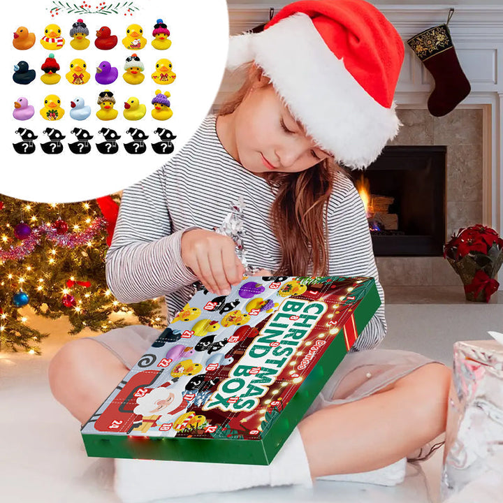 Børnenes jule adventskalender, 24 farverige badeænder, julemotiver, bringer glæde og overraskelser dagligt.