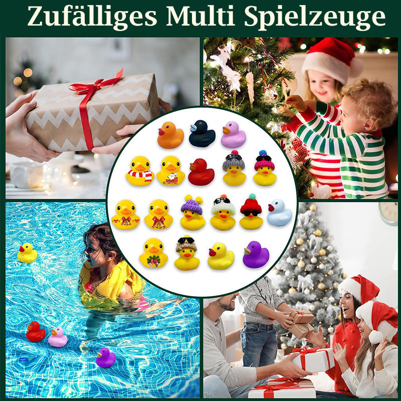 Børnenes jule adventskalender, 24 farverige badeænder, julemotiver, bringer glæde og overraskelser dagligt.