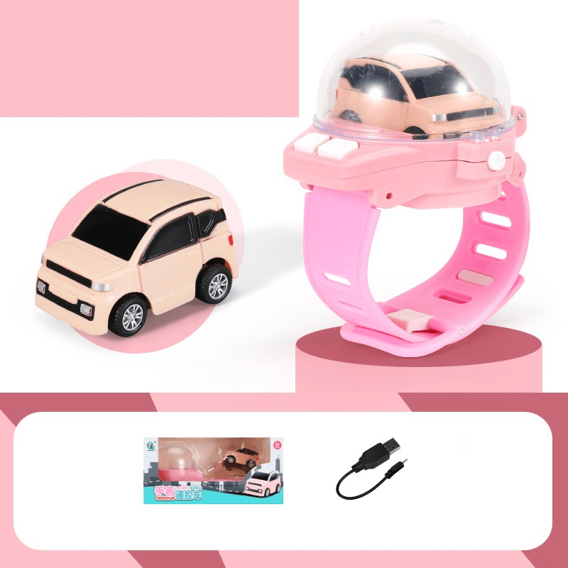 Lasten kauko-ohjattava rannekello autolelu, punainen mini-auto ranteessa, säädettävä hihna, turvallinen ABS-materiaali.