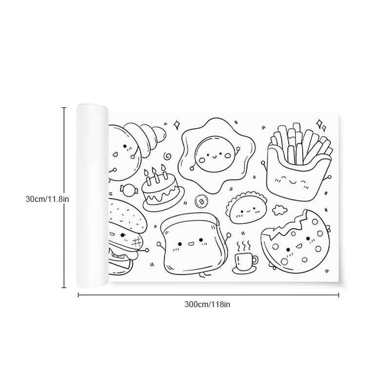 Børnenes vægklistermærke tegnepapirrulle fastgjort farverigt med ubegrænsede tegne muligheder for børn, størrelse 3m x 30cm.