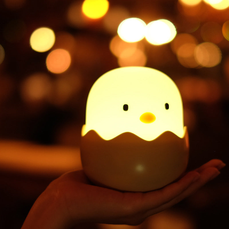 Børns silikone kylling natlampe med blødt lys, nem berøringsstyring, sødt kyllingedesign til natbordet.