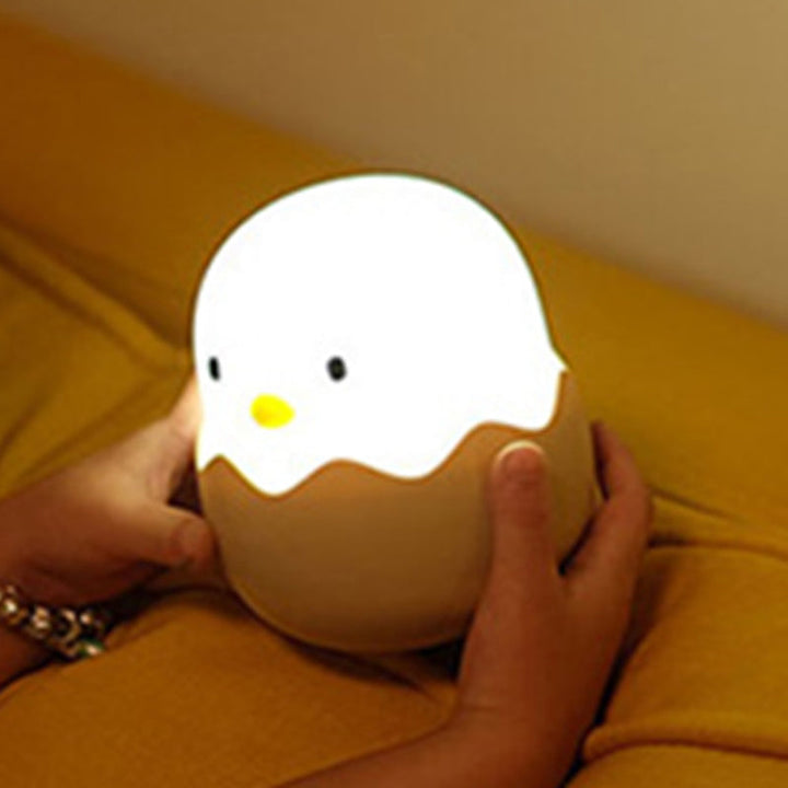 Børns silikone kylling natlampe med blødt lys, nem berøringsstyring, sødt kyllingedesign til natbordet.