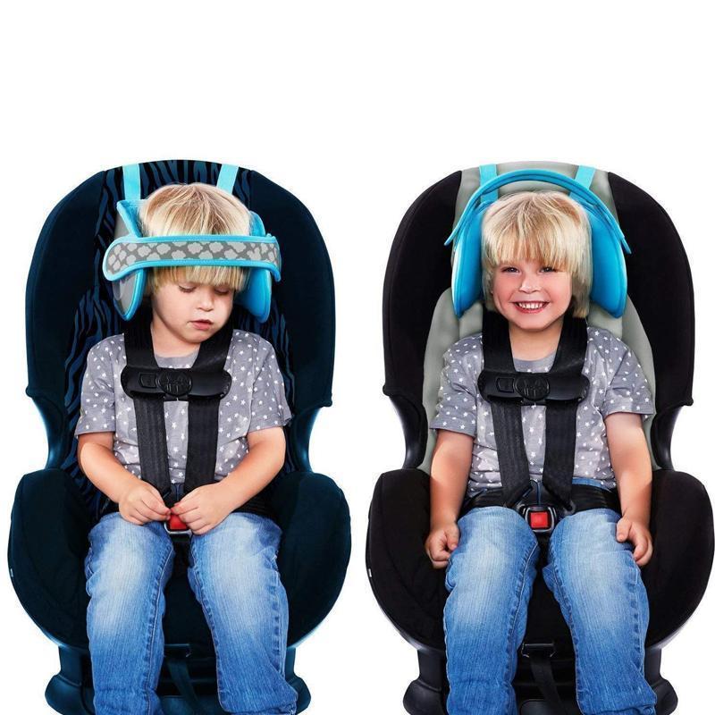 Børns bilstols nakkestøtte, ergonomisk, grå, blødt materiale, forbedrer rejsekomfort og sikkerhed.