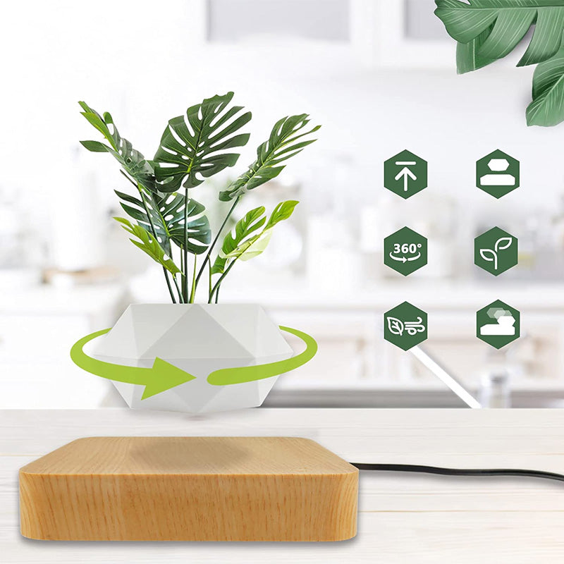 Svævende magnetisk blomsterpotte i mørk og lys, futuristisk boligdekoration til planter, svævende design