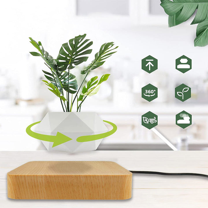 Svævende magnetisk blomsterpotte i mørk og lys, futuristisk boligdekoration til planter, svævende design