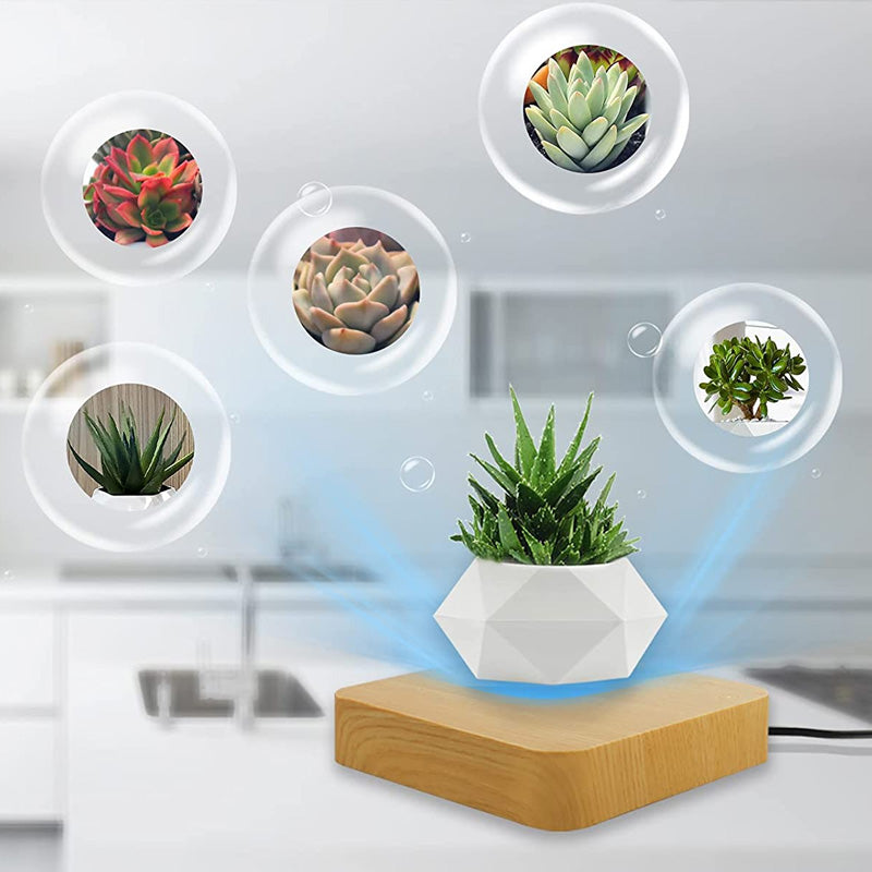 Svævende magnetisk blomsterpotte i mørk og lys, futuristisk boligdekoration til planter, svævende design