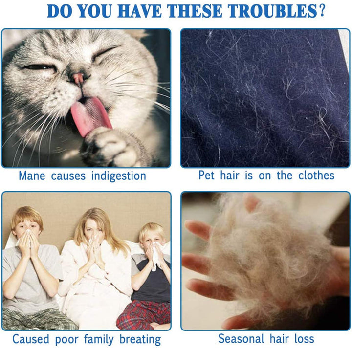 Pet grooming gloves, five fingers, blue, soft rubber bristles, suitable for cats and dogs grooming and massage
