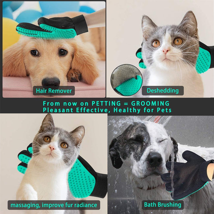 Pet grooming gloves, five fingers, blue, soft rubber bristles, suitable for cats and dogs grooming and massage