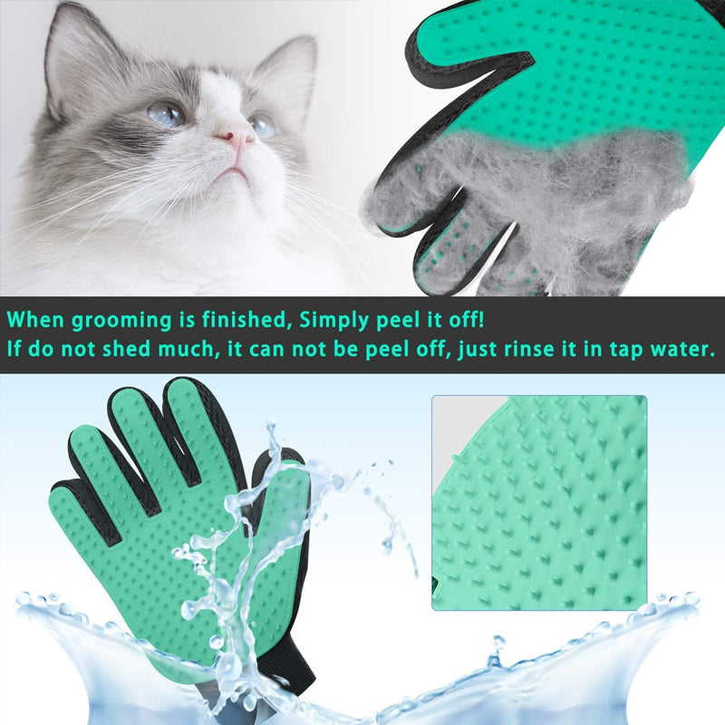 Pet grooming gloves, five fingers, blue, soft rubber bristles, suitable for cats and dogs grooming and massage