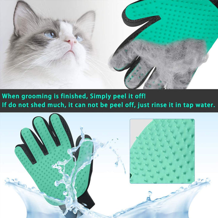 Pet grooming gloves, five fingers, blue, soft rubber bristles, suitable for cats and dogs grooming and massage