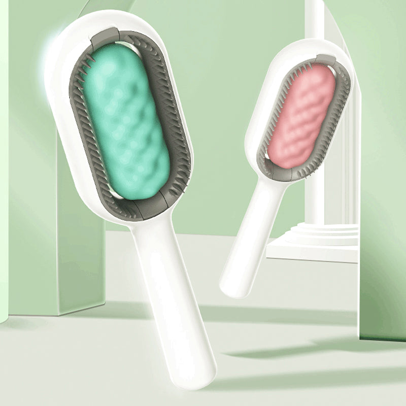 Kæledyr børste til filt i grøn, ergonomisk design, velegnet til hunde og katte, bløde pigge til sikker brug