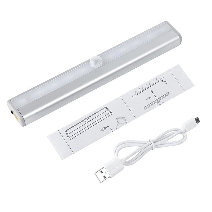 Bevægelsessensor LED-lampe med aluminiumskabinet, hvid eller varm hvid, velegnet til mørke rum i dit hjem.