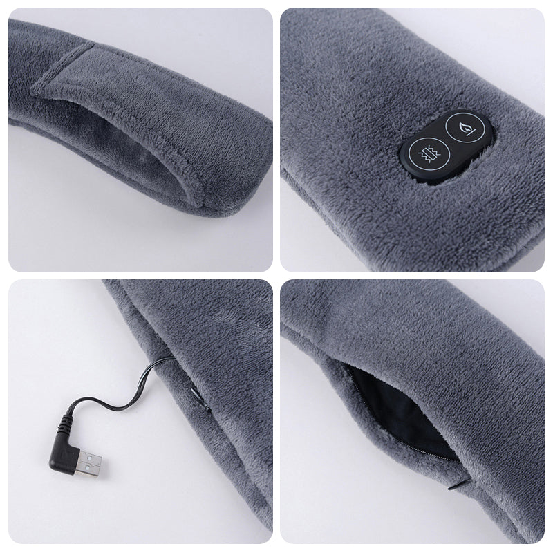 Opvarmende og masserende tørklæde til kvinder, tilgængelig i grå, rød og lilla, lavet af polyester, perfekt til vinterbrug for komfort og stil.