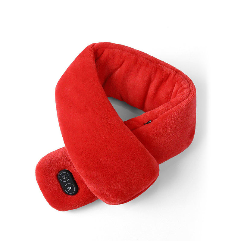 Opvarmende og masserende tørklæde til kvinder, tilgængelig i grå, rød og lilla, lavet af polyester, perfekt til vinterbrug for komfort og stil.