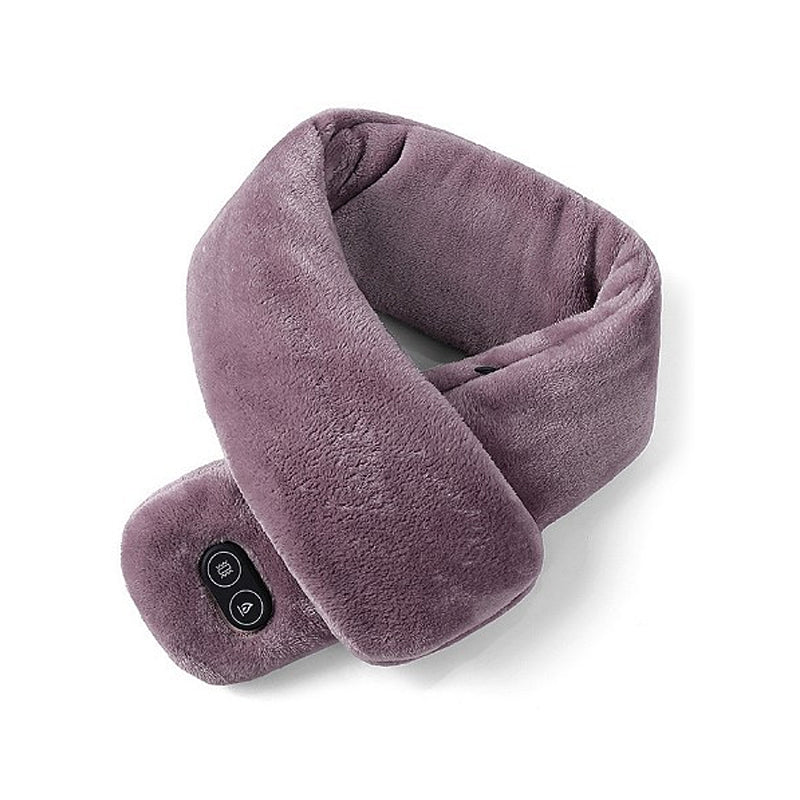 Opvarmende og masserende tørklæde til kvinder, tilgængelig i grå, rød og lilla, lavet af polyester, perfekt til vinterbrug for komfort og stil.