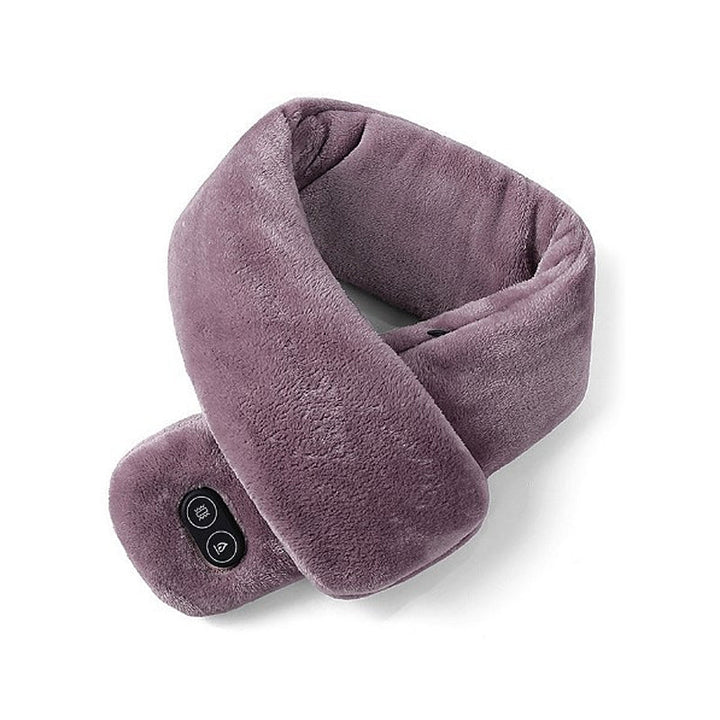 Opvarmende og masserende tørklæde til kvinder, tilgængelig i grå, rød og lilla, lavet af polyester, perfekt til vinterbrug for komfort og stil.