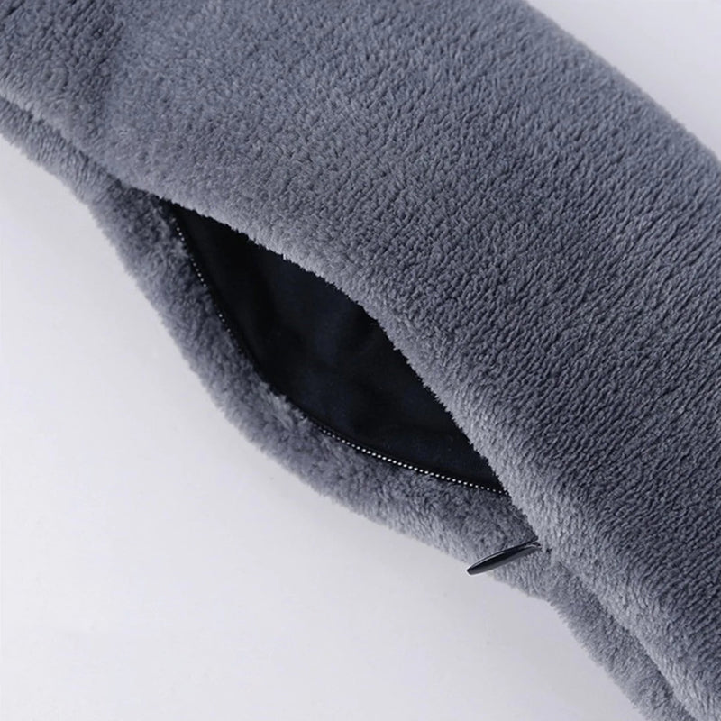 Opvarmende og masserende tørklæde til kvinder, tilgængelig i grå, rød og lilla, lavet af polyester, perfekt til vinterbrug for komfort og stil.