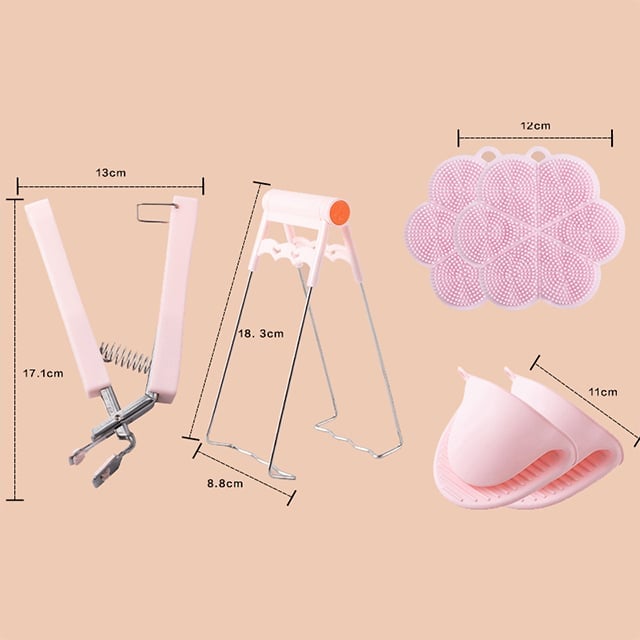 Varmefast, blå køkken silikoneholder, holdbart materiale, praktisk design, sikker håndtering.