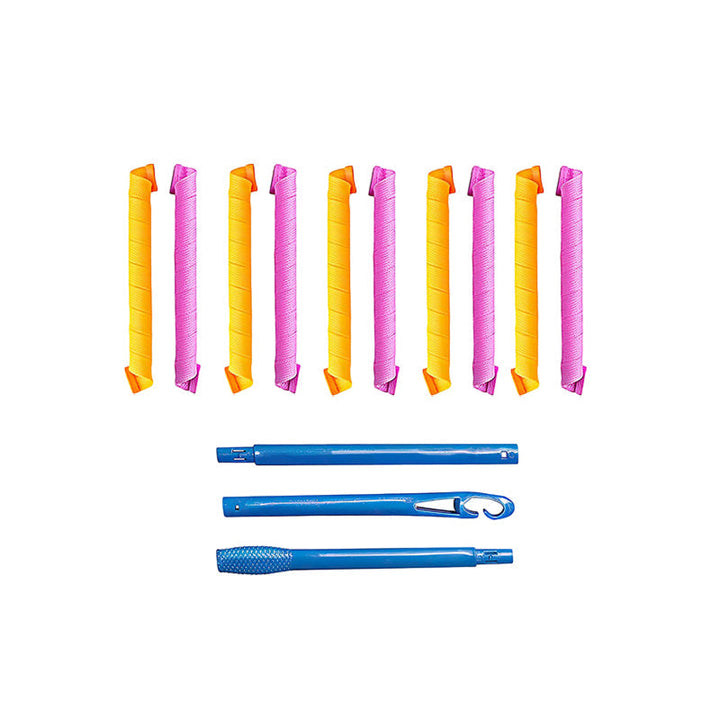 Dame Varmeløs Magic Curlers Styling Sæt, lyserød+orange, krøllesæt, 30 cm, skønhedsprodukt.