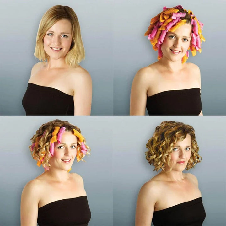 Dame Varmeløs Magic Curlers Styling Sæt, lyserød+orange, krøllesæt, 30 cm, skønhedsprodukt.