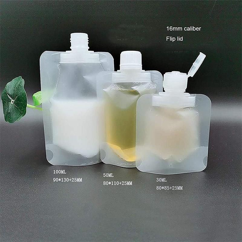 Gennemsigtig 100 ml pose til kosmetik, tæt skruelåg, genopfyldelig, praktisk design.