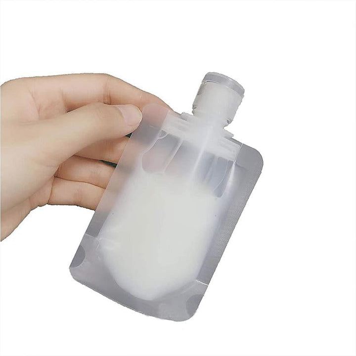 Gennemsigtig 100 ml pose til kosmetik, tæt skruelåg, genopfyldelig, praktisk design.