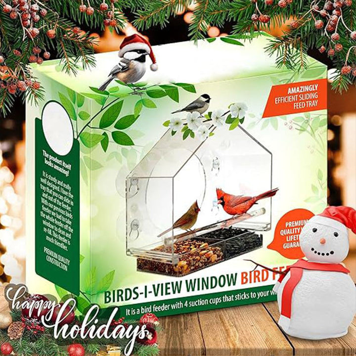 "Läpinäkyvä akryyli ikkunalinturuokinta, kirkas akryylimuovi, kiinnitetty ikkunaan, esteetön lintujen tarkkailu."