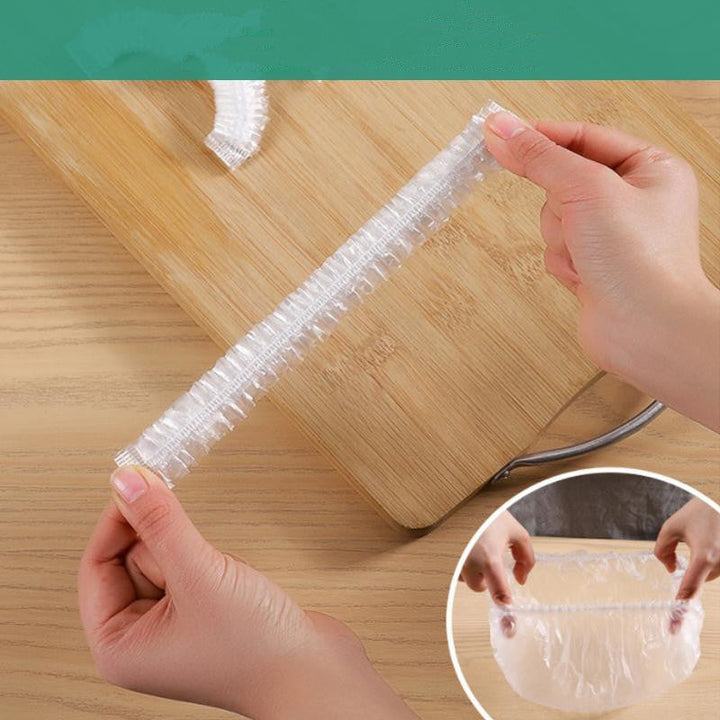 Gennemsigtig, elastisk fødevareovertræk, 100 stk., passer til mange forskellige beholdere og skåle, hjem & bolig, PE-materiale.
