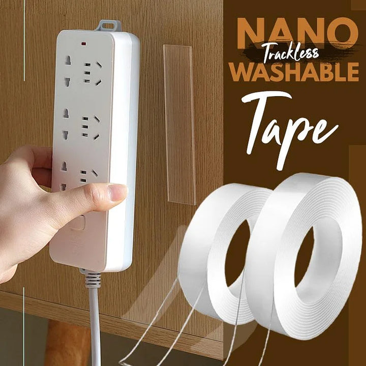 Transparent vandtæt nano tape til hjemmebrug, vist på en glat overflade, viser fremragende vedhæftning til forskellige materialer.